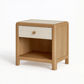 Nachttisch 50 x 40 x 60 cm in Naturholz und Creme mit Schublade und offenem Fach