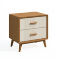 Nachtkommode 50 x 40 x 60 cm Holzoptik Braun Weiß mit 2 Schubladen geriffelter Front