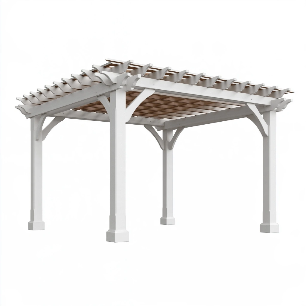 Holzpergola 300 x 300 x 240 cm Weiß Garten freistehend Lamellendach
