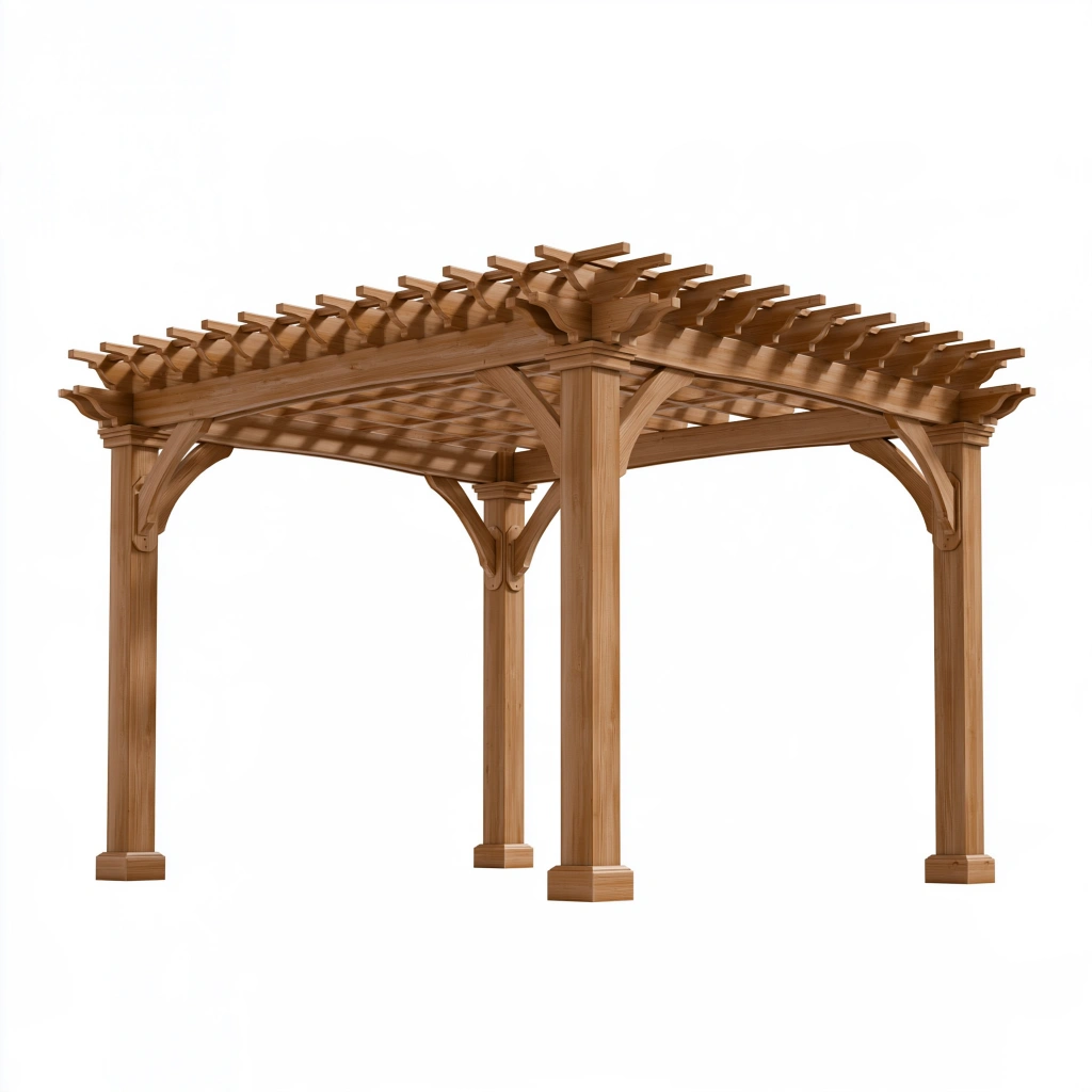 Holzpergola 300 x 300 x 240 cm Naturbraun für Garten mit offenem Lamellendach