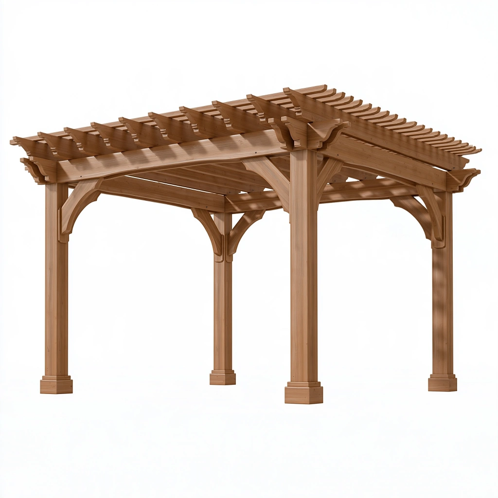 Gartenpergola 300 x 300 x 240 cm aus Holz Naturbraun - offene Dachlamellen für Garten