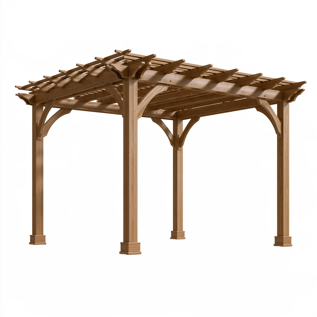 Holzpergola 300 x 300 x 240 cm Naturbraun für Garten mit Lattendach