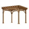 Holzpergola 300 x 300 x 250 cm Naturbraun - freistehender Gartenpavillon mit Lamellendach