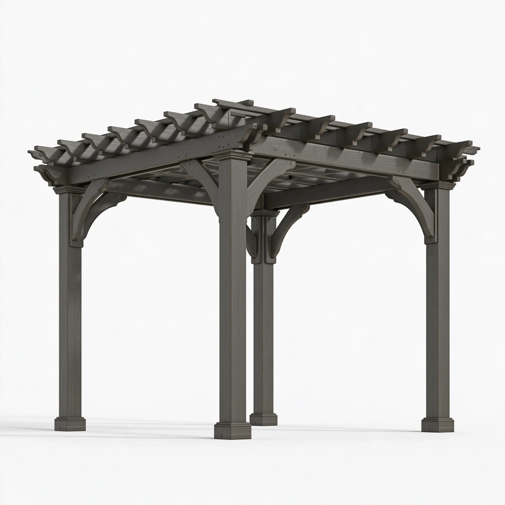 Gartenpergola 300 x 300 x 250 cm aus Holz in Anthrazit mit Lamellendach