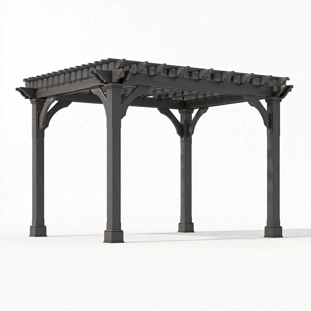 Pergola 300 x 300 x 240 cm Stahl Anthrazit für Garten klassischer Pavillon