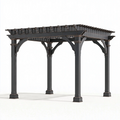 Pergola 300 x 300 x 240 cm aus Holz in Anthrazit für Garten im klassischen Stil