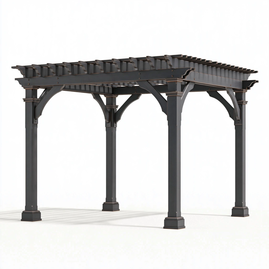 Pergola 300 x 300 x 240 cm aus Holz in Anthrazit für Garten im klassischen Stil