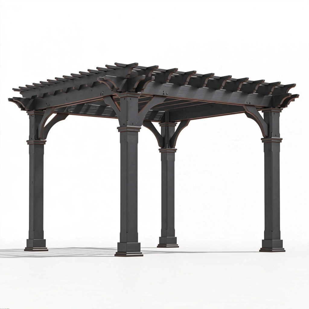 Gartenpergola 400 x 300 x 250 cm aus Metall in Schwarz mit offenem Lamellendach