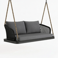 Hängeschaukel 150 x 80 x 190 cm aus Metall und geflochtenem Seil in Schwarz Grau für den Außenbereich