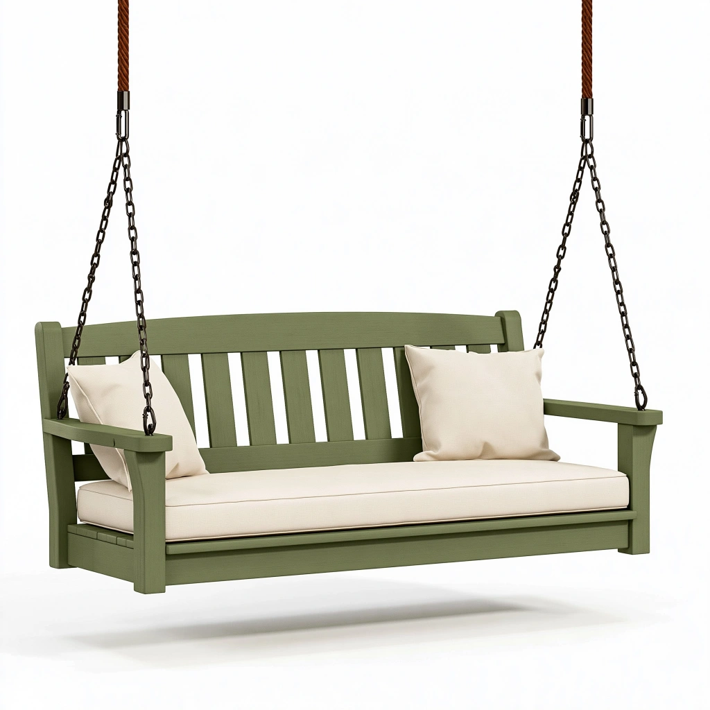 Garten-Hängesofa 180 x 75 x 65 cm aus Holz in Grün mit Kettenaufhängung