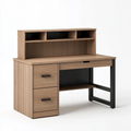 Schreibtisch 120 x 60 x 110 cm Holzoptik Schwarz mit Aufsatz Stauraum und Metallgestell