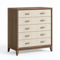 Kommode 100 x 45 x 120 cm in Braun Beige aus Holzwerkstoff mit 5 Schubladen im modernen Stil