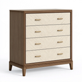 Kommode 100 x 45 x 110 cm Holz Braun Creme mit 4 Schubladen