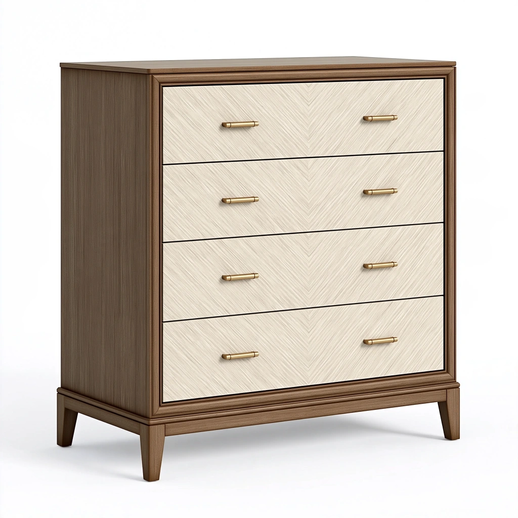 Kommode 100 x 45 x 110 cm Holz Braun Creme mit 4 Schubladen
